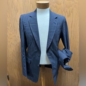 VTG Gray Pinstripe Summer Suit Mens 38L Lightweight Jacket Pants Blazer Tall